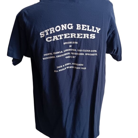 Single Stitch T-Shirt XL Vintage 1980s Blue Fruit of the Loom Weird Caterer  Tee - Picture 2 of 7